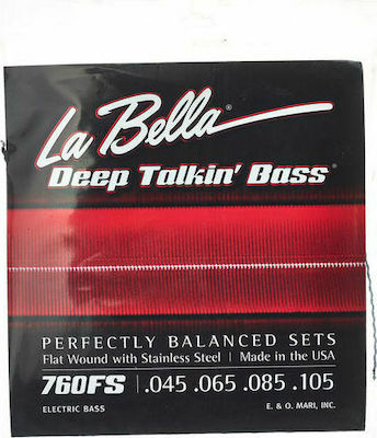 La Bella Set of Stainless Steel Strings for Bass Deep Talkin' Bass Flats Standard 45 - 105"