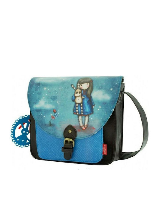 Santoro Gorjuss Hush Little Bunny School Bag Shoulder Elementary, Elementary in Blue color