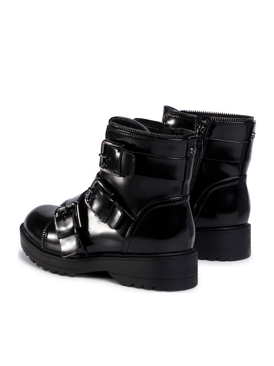 Wendy Women's Patent Leather Biker Boots Black