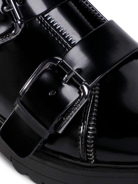 Wendy Women's Patent Leather Biker Boots Black