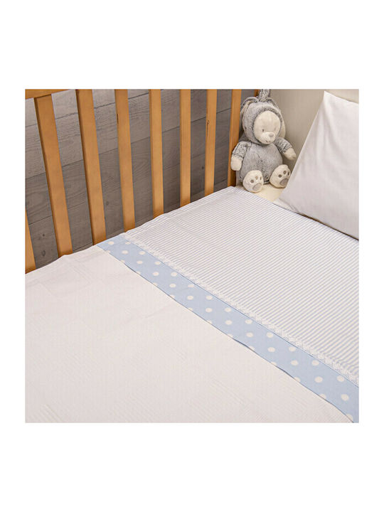 abo Blanket Cot Carousel Waffle Blue 100x150cm