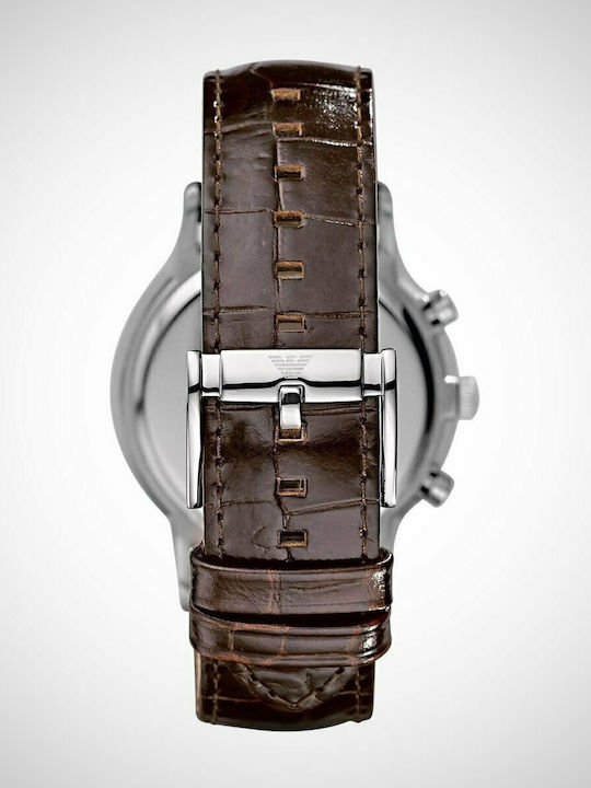 Emporio Armani Men's Watch 45mm Chronograph Battery with Brown Leather Strap