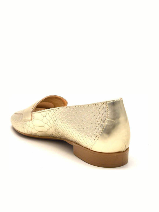 Damen Mokassins aus Leder in Gold Farbe