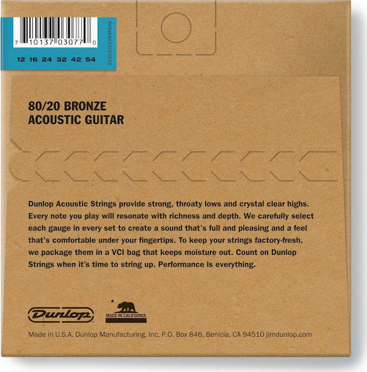 Dunlop 80/20 Bronze Akustikgitarrensaiten Einstellen 12 - 54"