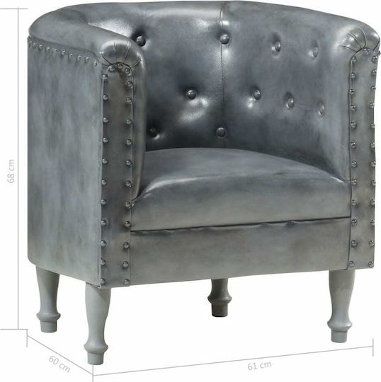Μπάρελ Γκρι Sessel aus echtem Leder Gray 61x60x68cm