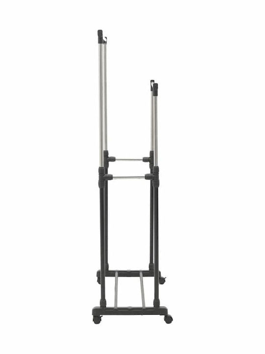 Click Wheeled Floor Garment Rack made of Metal Telescopic Black 80x41x155cm