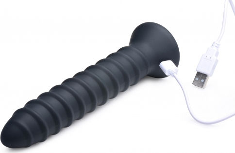 Master Series Power Screw 10x Sprial Silicone Vibrator Πρωκτικός Δονητής Μαύρος 20cm