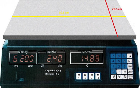 Dahongying Electronic Retail Scale with Weighing Capacity of 40kg and Division 5gr