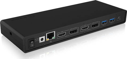 Icy Box USB-C Docking Station με HDMI/DisplayPort 4K PD Ethernet και σύνδεση 2 Οθονών Μαύρο (IB-DK2245AC)