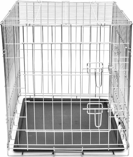 vidaXL Dog Wire Crate with 2 Doors Dog Folding L 95x56x64cm 95x56x64cm