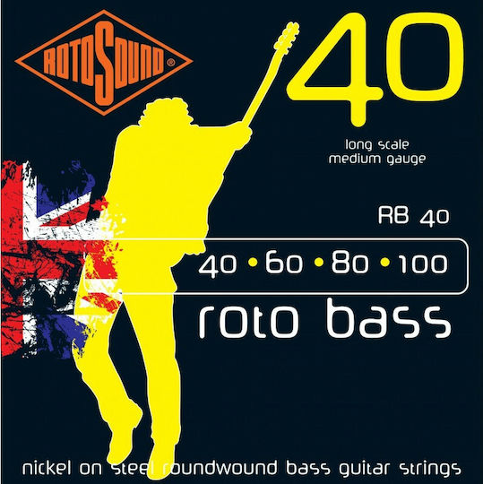 Rotosound Комплект Стомана с никелово покритие Хорди за Бас Roto Bass Среден 40 - 100"