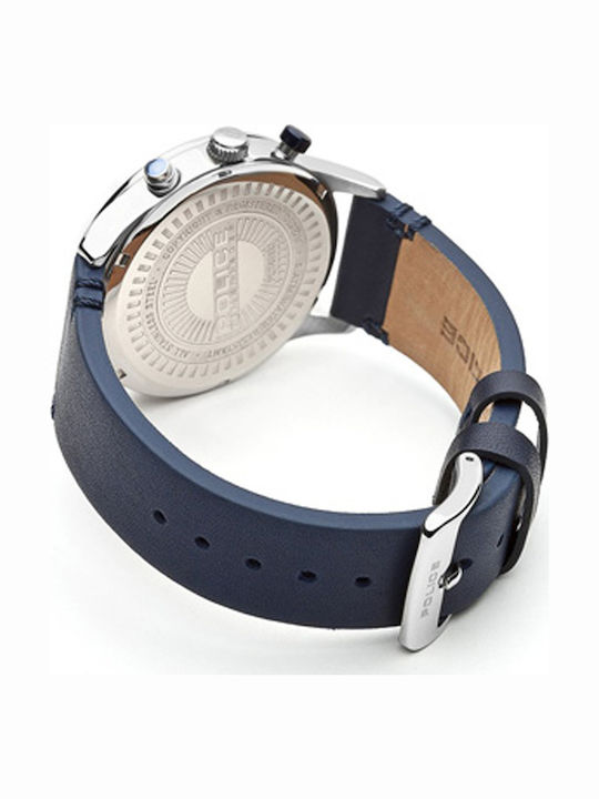 Police Driver Men's Watch 54mm Chronograph Battery with Blue Leather Strap