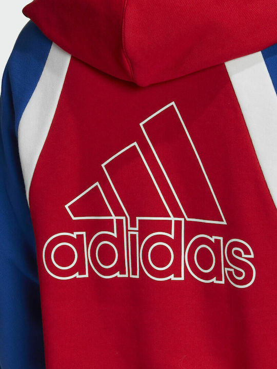 Colorblock Women's Sweatshirt Jacket Hooded Scarlet Red