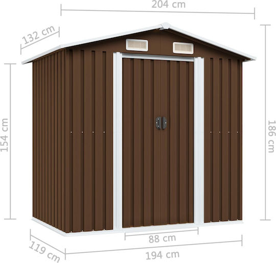 Metallic Garden Warehouse Galvanized Brown with Air Vents L2.04xW1.32xH1.86m