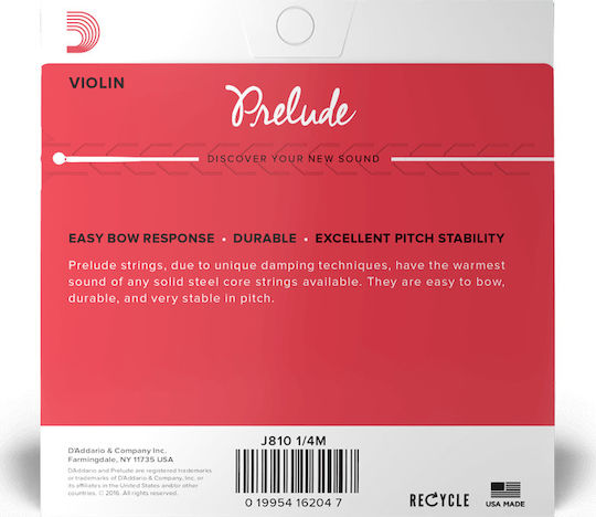 Daddario Set of Steel Strings for Violin 1/4 / 1/8 Prelude Violin 1/4 Medium