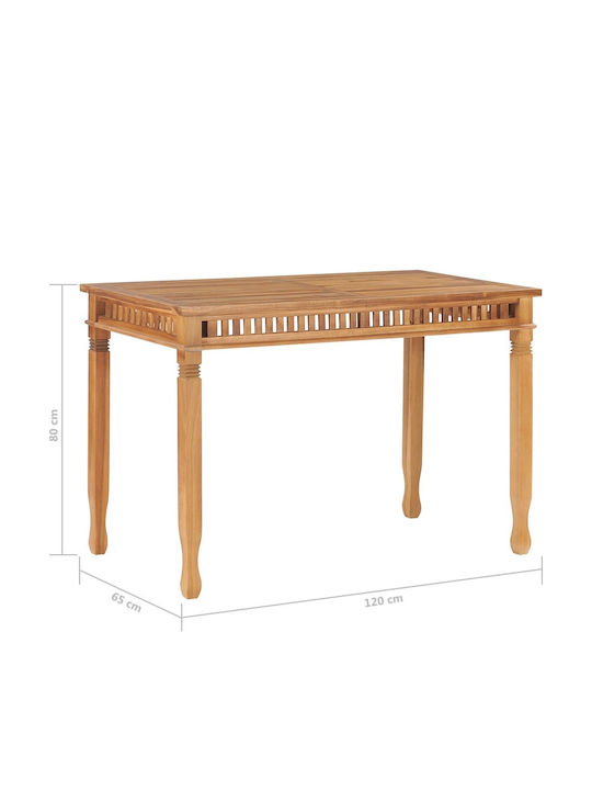 Garten- und Terrassentisch aus Teak 120x65x80cm
