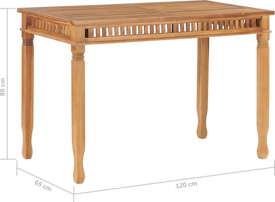 Garten- und Terrassentisch aus Teak 120x65x80cm
