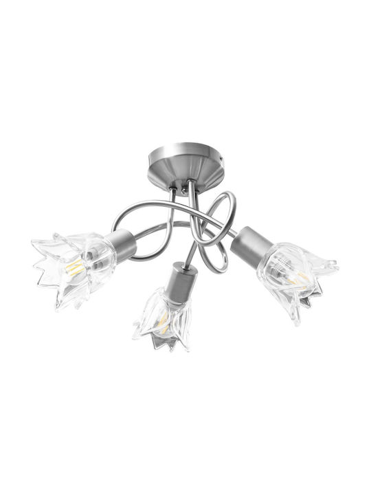 vidaXL Modern Glass Ceiling Mount Light with Socket E14 in Silver color