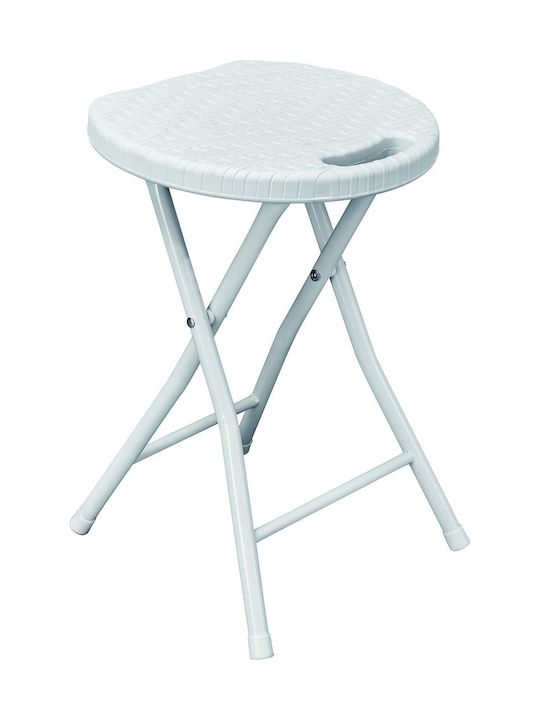 Stool Outdoor Rattan Λευκό 1pcs 32x28.7x44.5cm