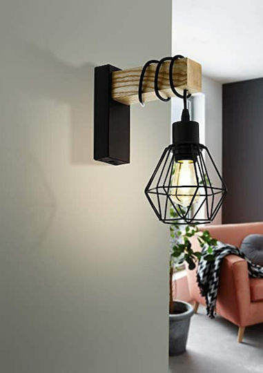 Eglo Townshend Φωτιστικό Τοίχου Μαύρο 14x14x24.5εκ. Eglo Townshend Φωτιστικό Τοίχου Μαύρο 14x14x24.5εκ.