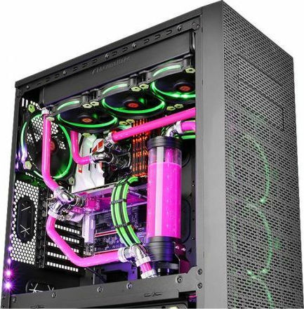 Thermaltake Pacific PETG Tube 45-Degree Dual Compression 16mm OD - Black Fittings Black