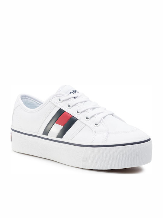 Tommy Hilfiger Jeans Damen Flatforms Sneakers Weiß