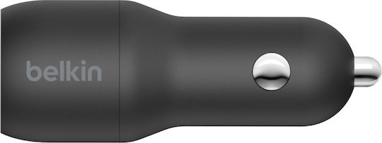 Belkin Φορτιστής Αυτοκινήτου 24W 4.8A με Θύρες: 2xUSB Μαύρος