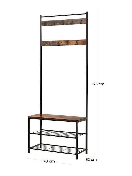 Mobilier de Intrare cu Cuier & Dulap pentru Pantofi Negru 70x32x175buc
