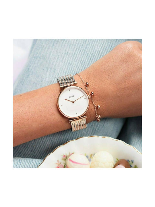 Cluse Triomphe Watch with Pink Gold Metal Bracelet