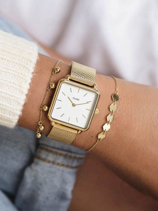 Cluse La Tetragone Women's Watch with Gold Metal Bracelet
