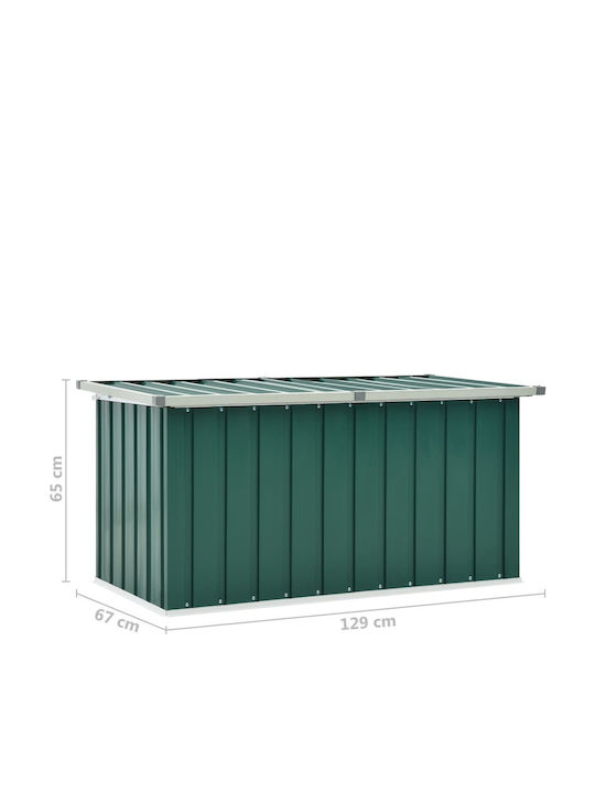 vidaXL Cutie de depozitare pentru exterior Metalic Verde L129xW67xH65buc