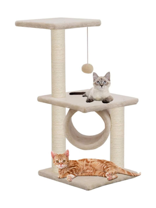 vidaXL Cat Scratching Post Cat Tree In Beige Colour 30x30x65 cm