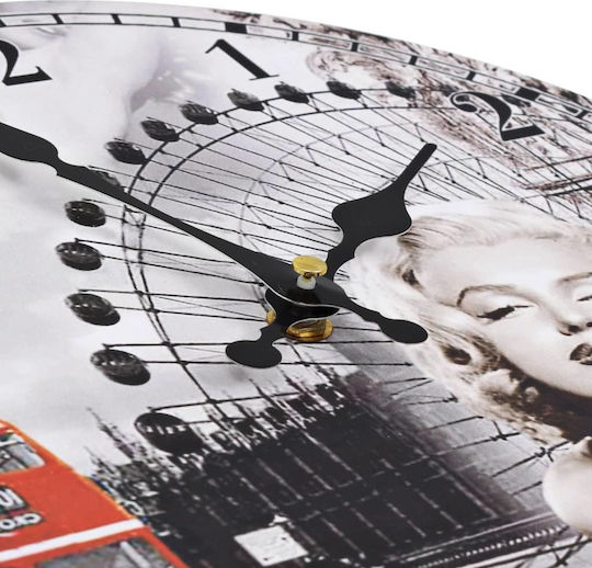vidaXL Vintage Marilyn Monroe Ρολόι Τοίχου Πλαστικό Γκρι Ø30cm