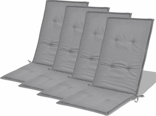 vidaXL Pernă Scaunului De Grădină Cu Spătar Gri Waterproof 4 Bucăți 50x120cm