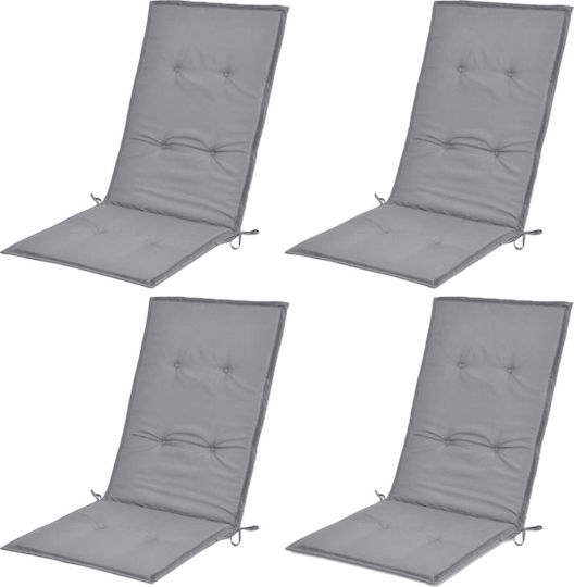 vidaXL Pernă Scaunului De Grădină Cu Spătar Gri Waterproof 4 Bucăți 50x120cm