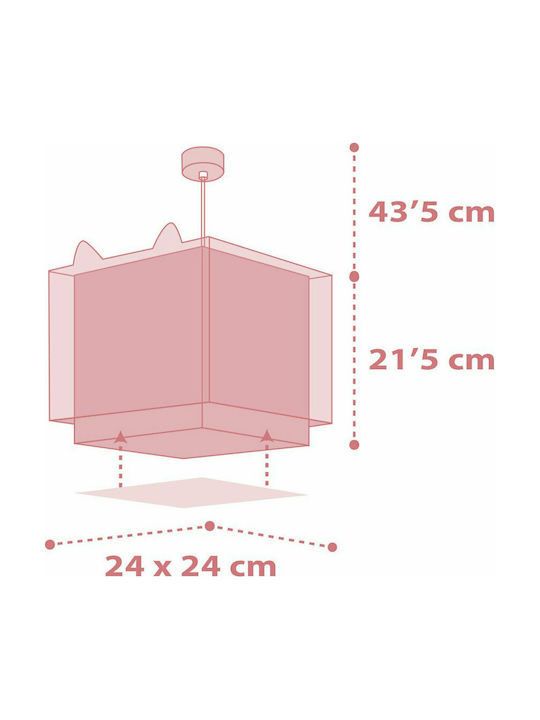 Ango Kids Plastic Single Ceiling Light E27 Little Fox Pink 23W