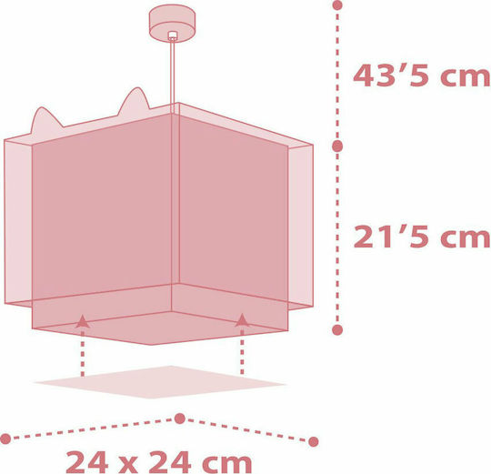 Ango Kids Plastic Single Ceiling Light E27 Little Fox Pink 23W