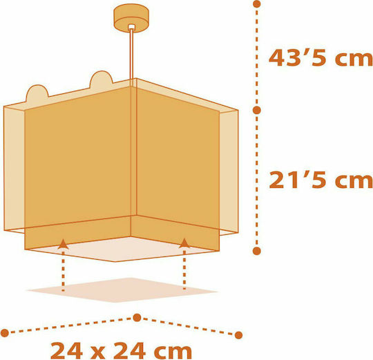 Ango Kids Plastic Single Ceiling Light E27 Little Tiger Yellow 23W