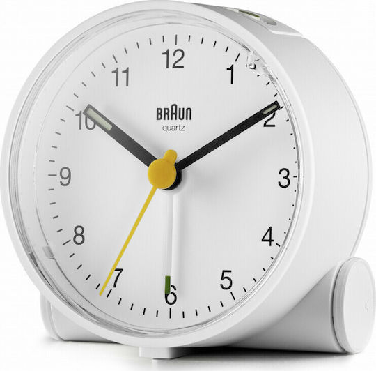 Braun BC 01 Αθόρυβο Επιτραπέζιο Ρολόι με Δείκτες με Ξυπνητήρι Λευκό S0424719