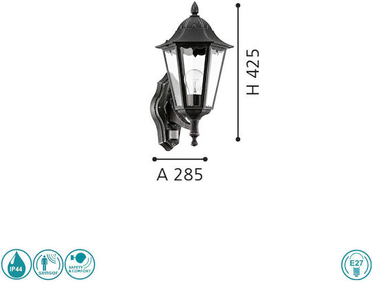 Eglo Navedo Wall-Mounted Outdoor Lighting Lantern 20x42.5cm Eglo Navedo Wall-Mounted Outdoor Lighting Lantern 20x42.5cm