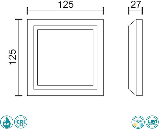 Spot Light Στεγανό Σποτ LED 3W 4000K 12.5x12.5x12.5εκ. Spot Light Στεγανό Σποτ LED 3W 4000K 12.5x12.5x12.5εκ.