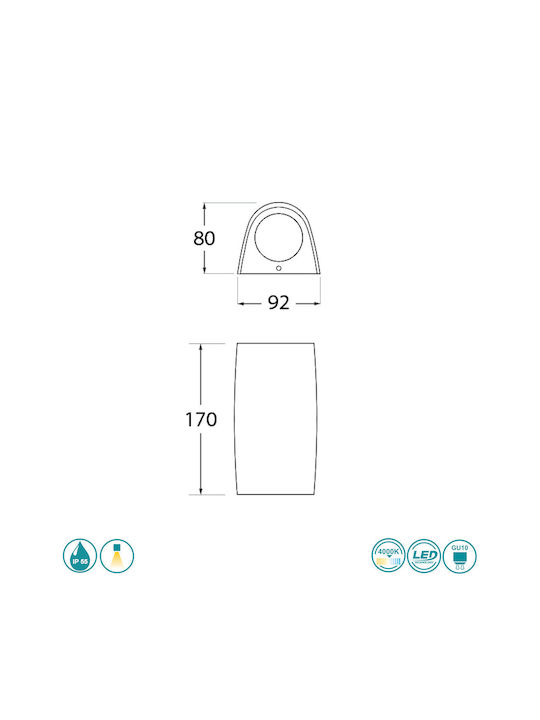 Fumagalli Marta 90 Wall-Mounted Outdoor Spot Light GU10 IP55 9.2x8x17εκ.