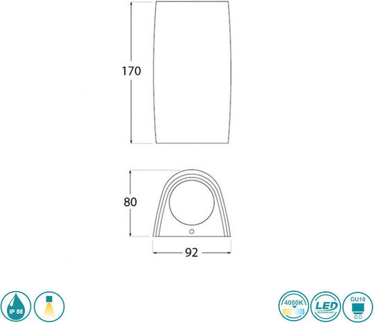 Fumagalli Marta 90 Wall-Mounted Outdoor Spot GU10 IP55 3cm