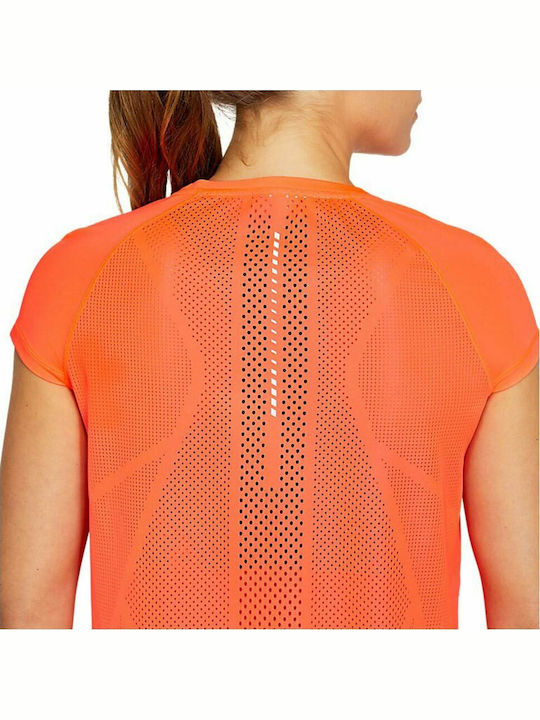 Future Tokyo Women's Crop T-shirt Fast Drying with Sheer Polka Dot Orange