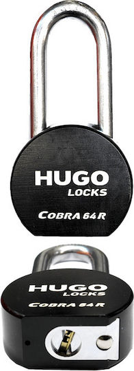Hugo Locks Cobra 64R Стоманено Лукето Удължен с ключ 64мм Черен 1бр