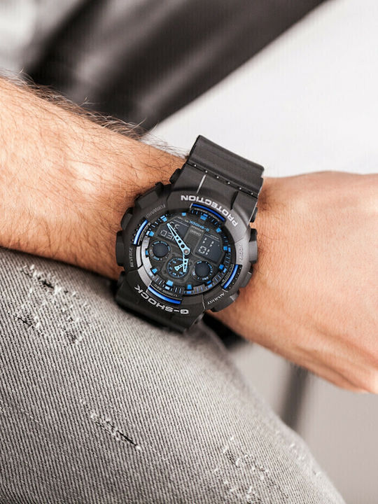 Casio G-Shock Analog/Digital Men's Watch 55mm Chronograph Battery with Black Rubber Strap