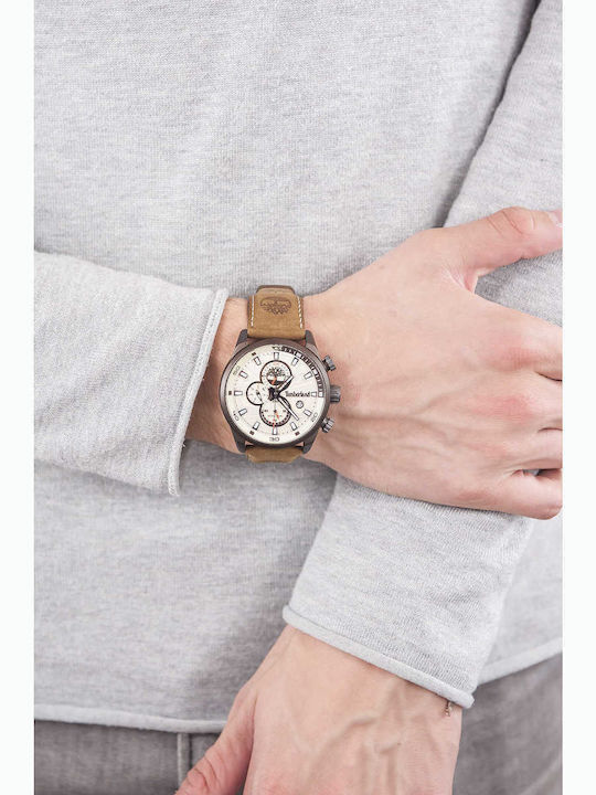 Timberland Henniker II Ανδρικό Ρολόι 46mm Χρονογράφος Μπαταρίας με Καφέ Δερμάτινο Λουράκι