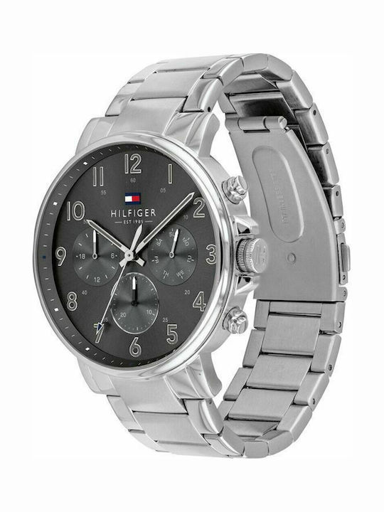 Tommy Hilfiger Daniel Men's Watch 44mm Chronograph Battery with Silver Metal Bracelet