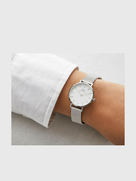 Daniel Wellington Classic Petite Sterling Women's Watch with Silver Metal Bracelet