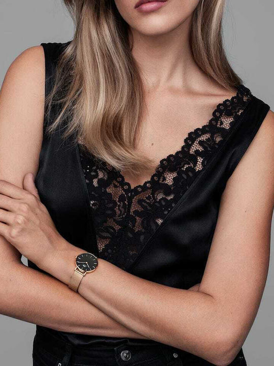 Daniel Wellington Classic Petite Women's Watch with Pink Gold Metal Bracelet